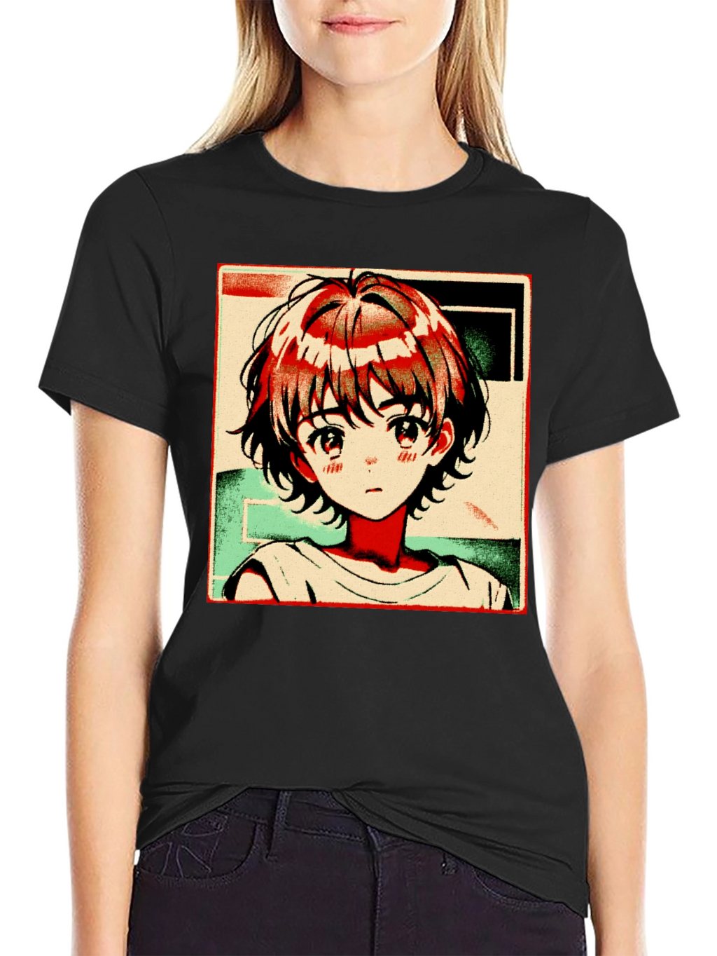 Anime Girl Graphic Tee - Trendy Black T-Shirt