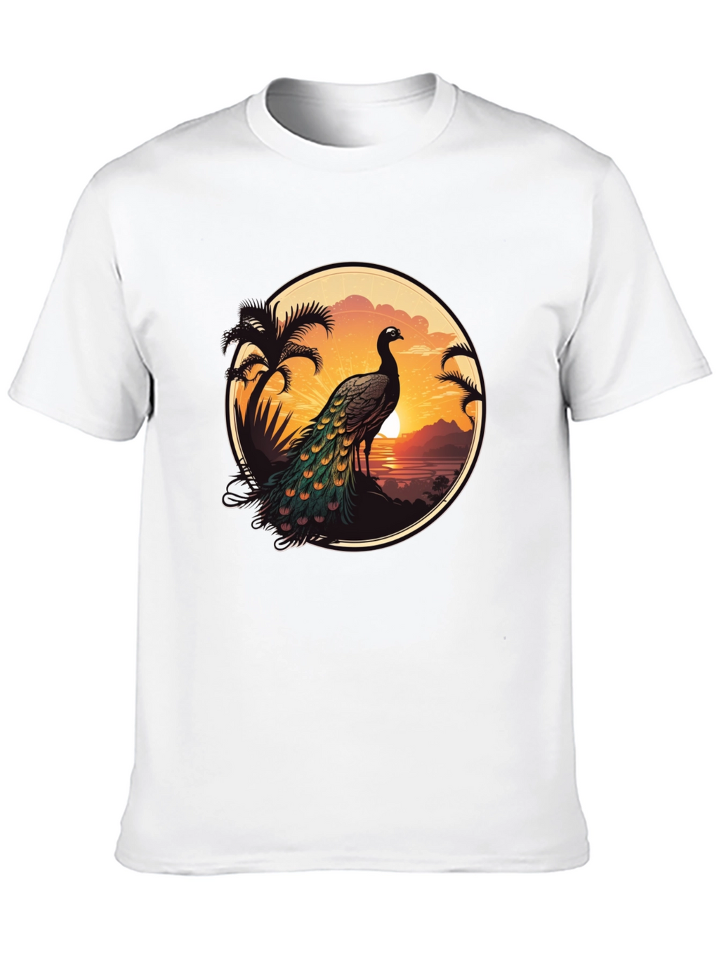 Peacock Sunset Graphic Tee - Tropical Vibes