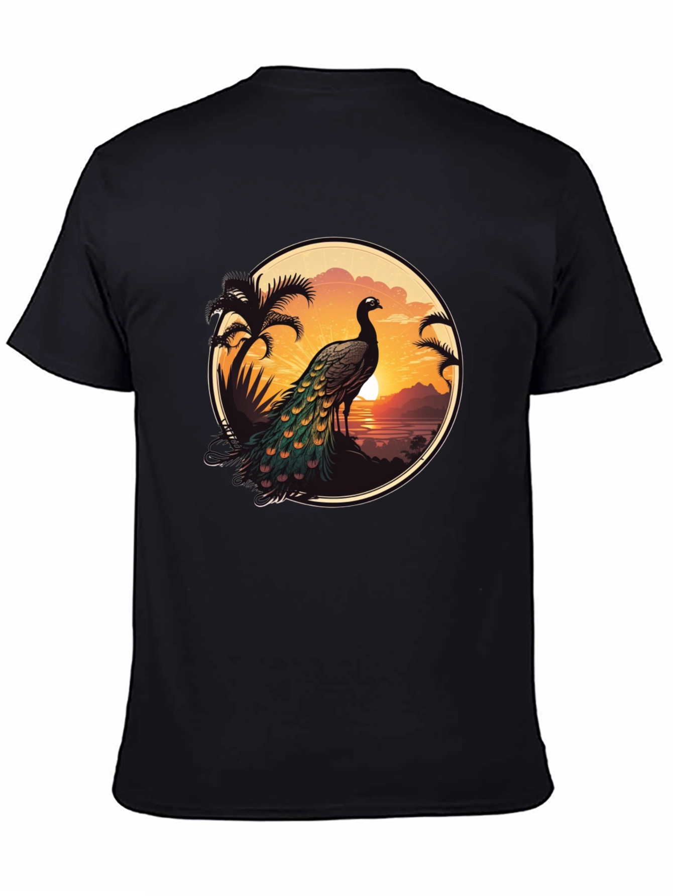 Peacock Sunset Graphic Tee - Tropical Vibes