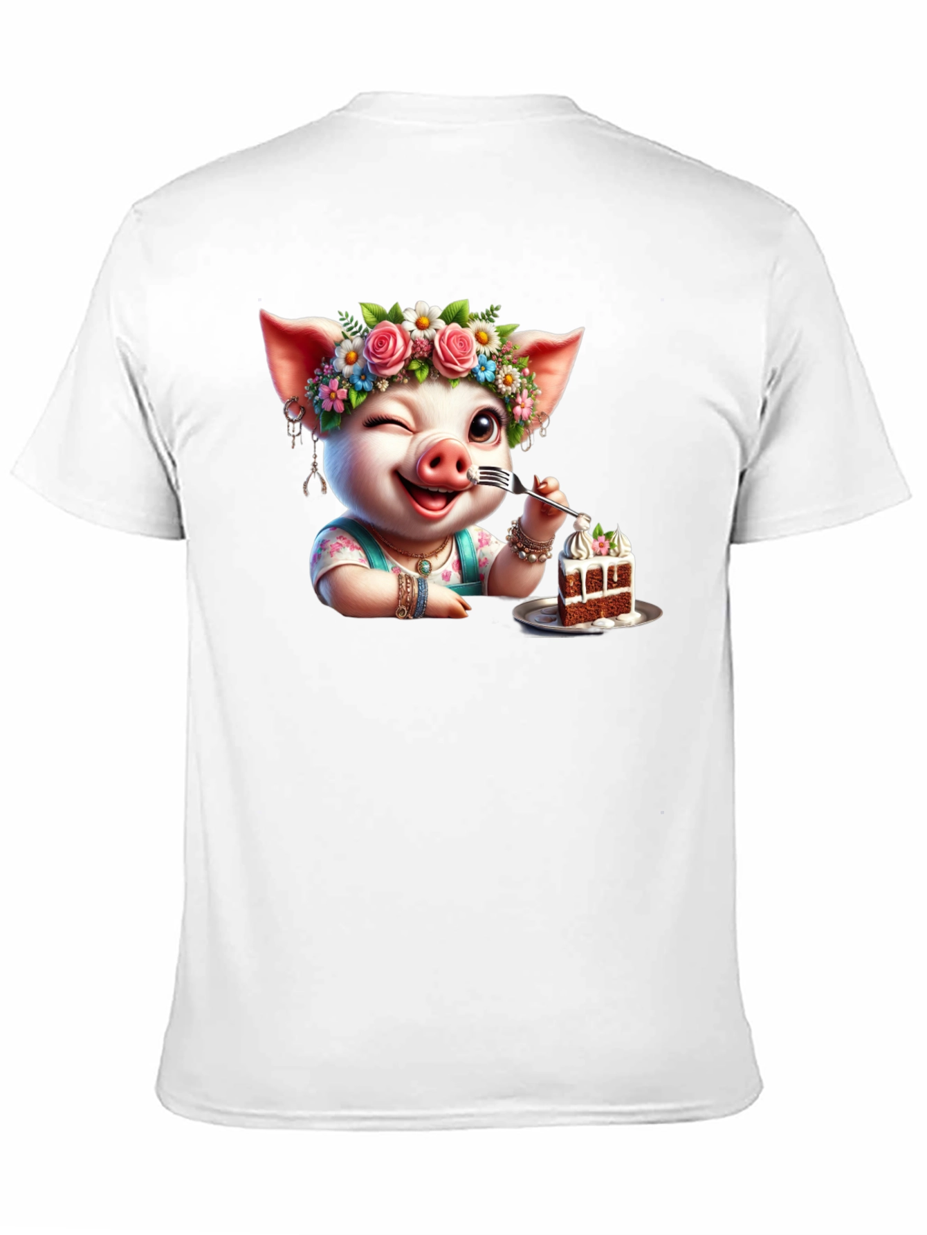 Pig with Flowers & Cake T-Shirt - Unisex
