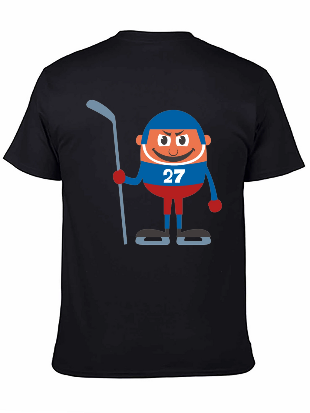 Hockey Cartoon Graphic Black T-Shirt