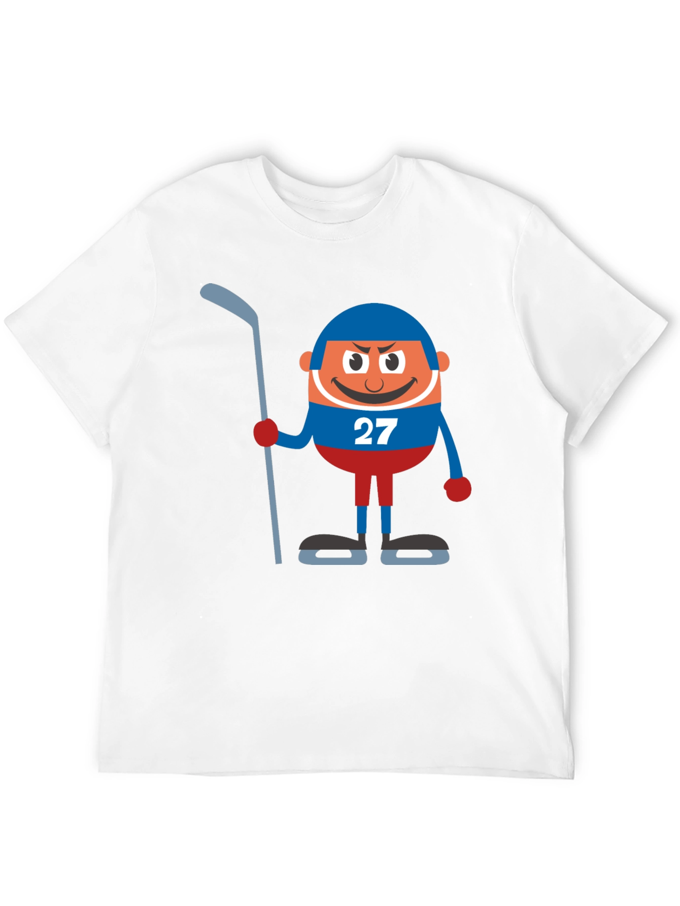 Hockey Cartoon Graphic Black T-Shirt