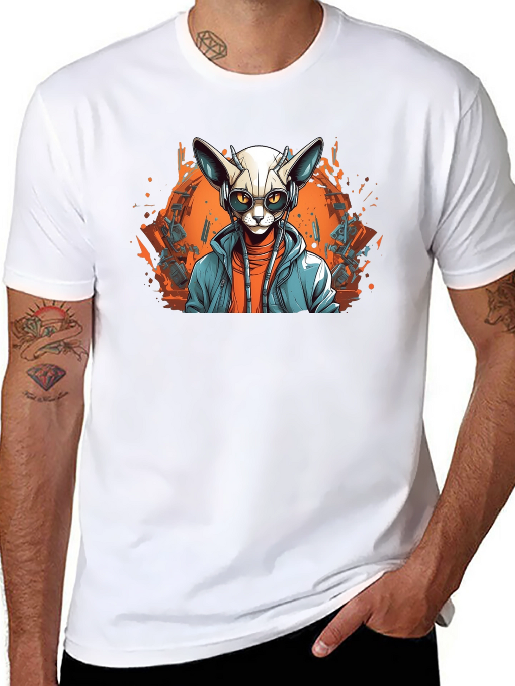 Sphynx Cat DJ Graphic Tee