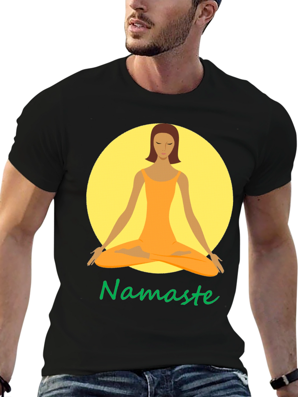 Namaste Yoga Graphic Tee - Meditating Woman T-Shirt