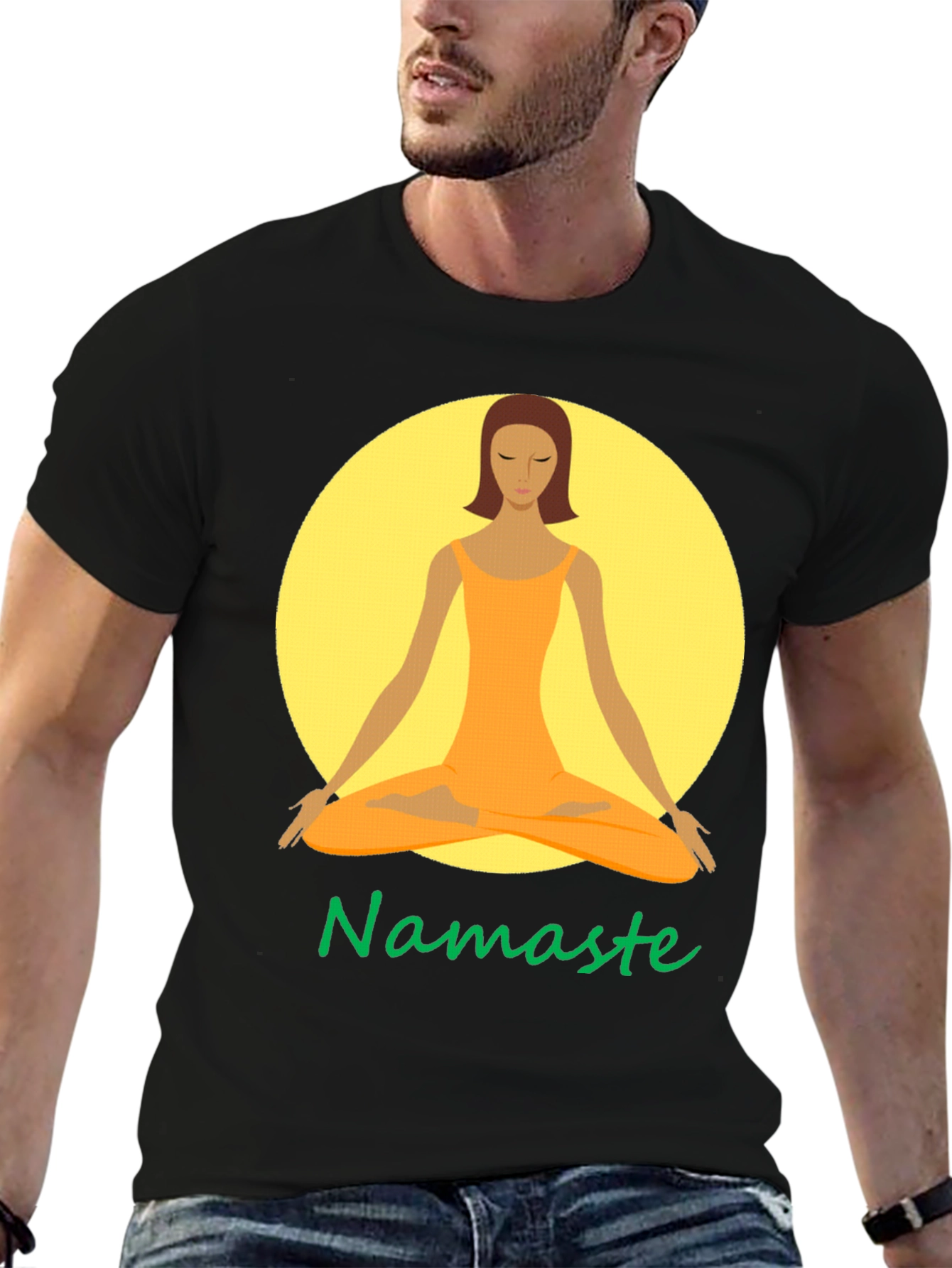 Namaste Yoga Graphic Tee - Meditating Woman T-Shirt