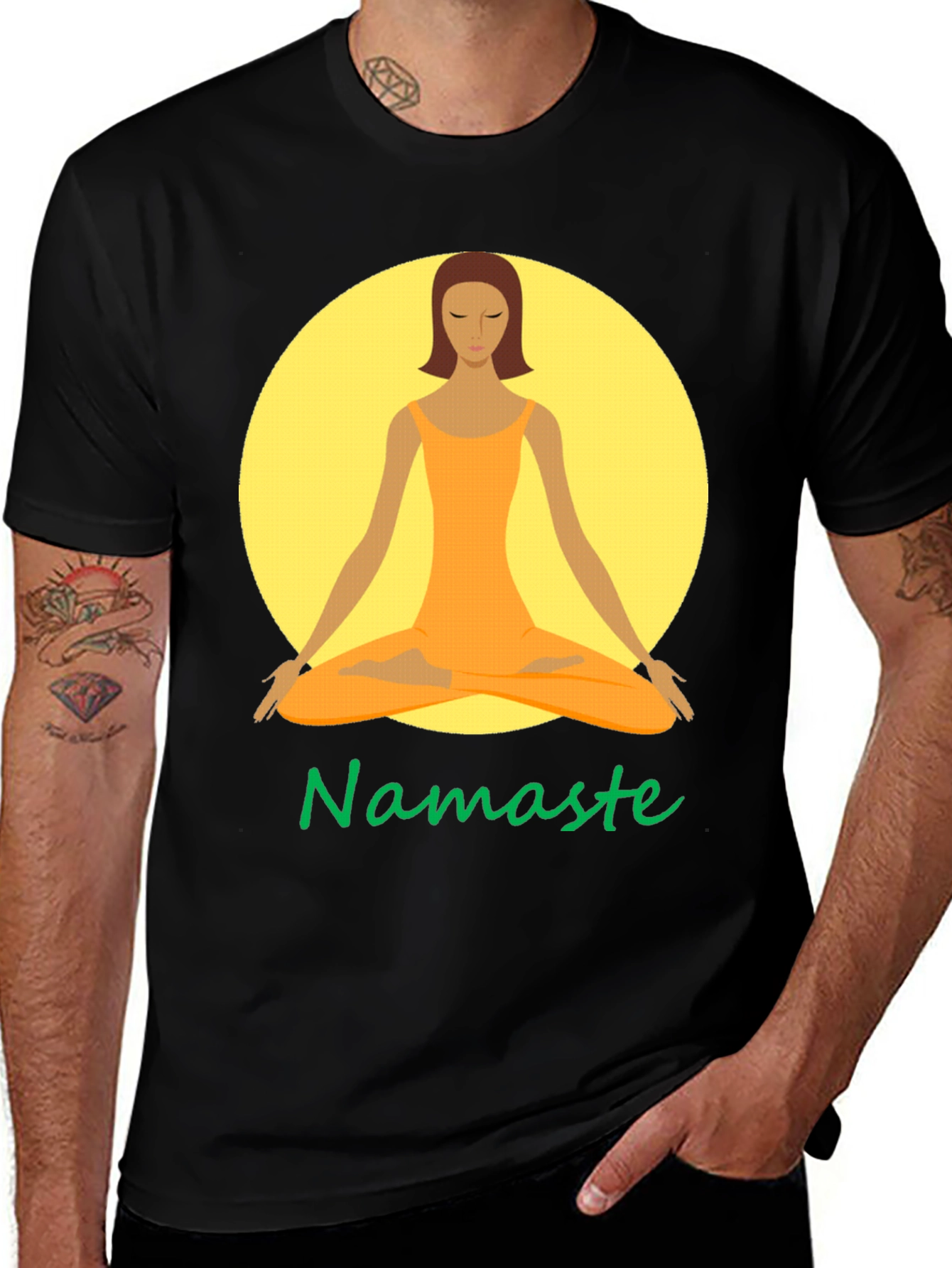 Namaste Yoga Graphic Tee - Meditating Woman T-Shirt