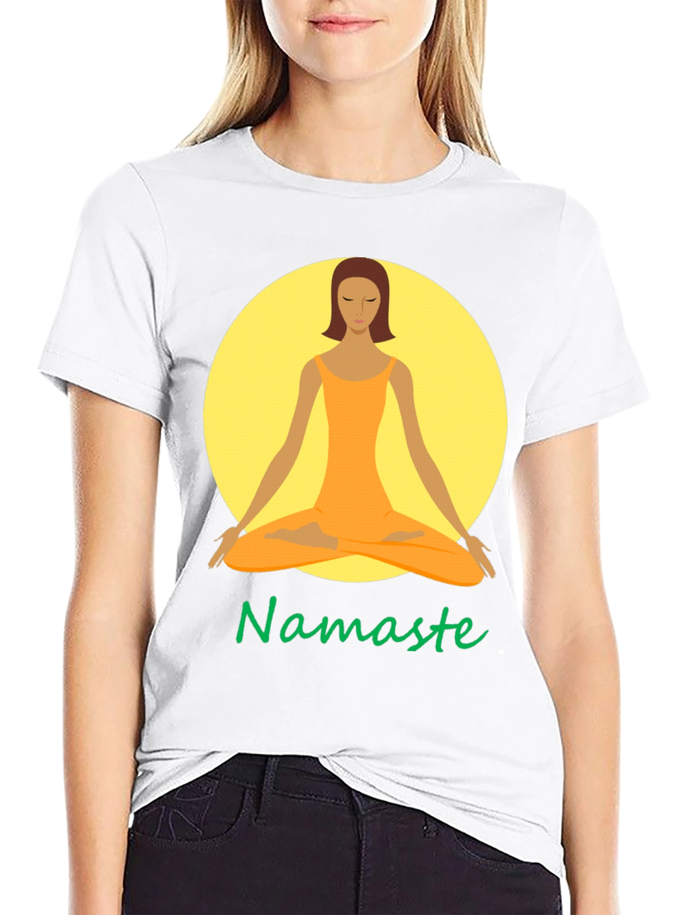 Namaste Yoga Graphic Tee - Meditating Woman T-Shirt