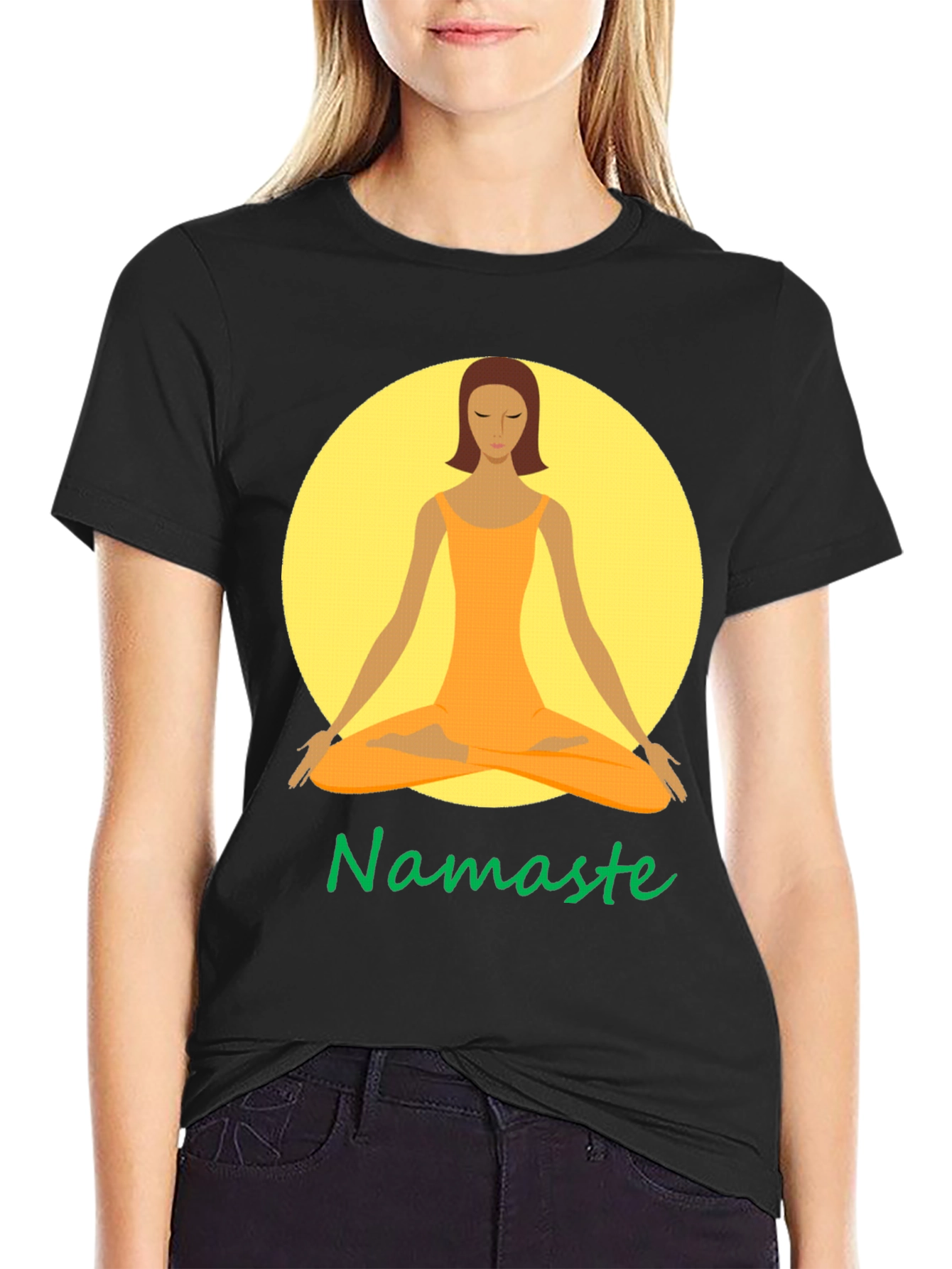 Namaste Yoga Graphic Tee - Meditating Woman T-Shirt