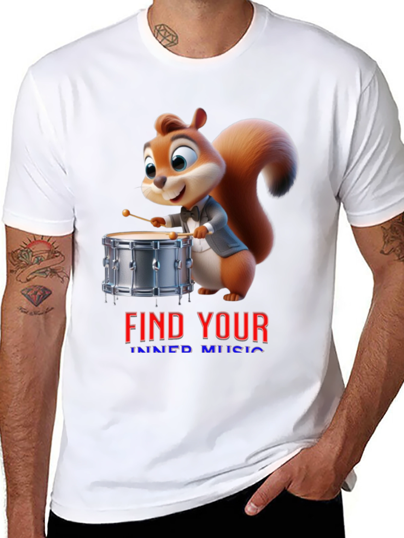 Find Your Inner Music Squirrel Drummer T-Shirt