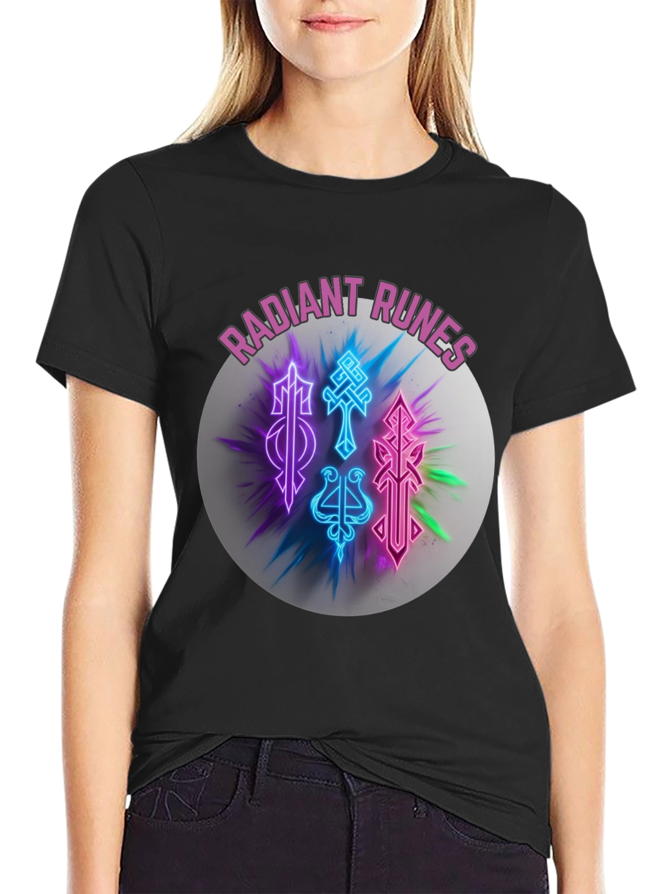 Radiant Runes Graphic T-Shirt - Soft Black Tee
