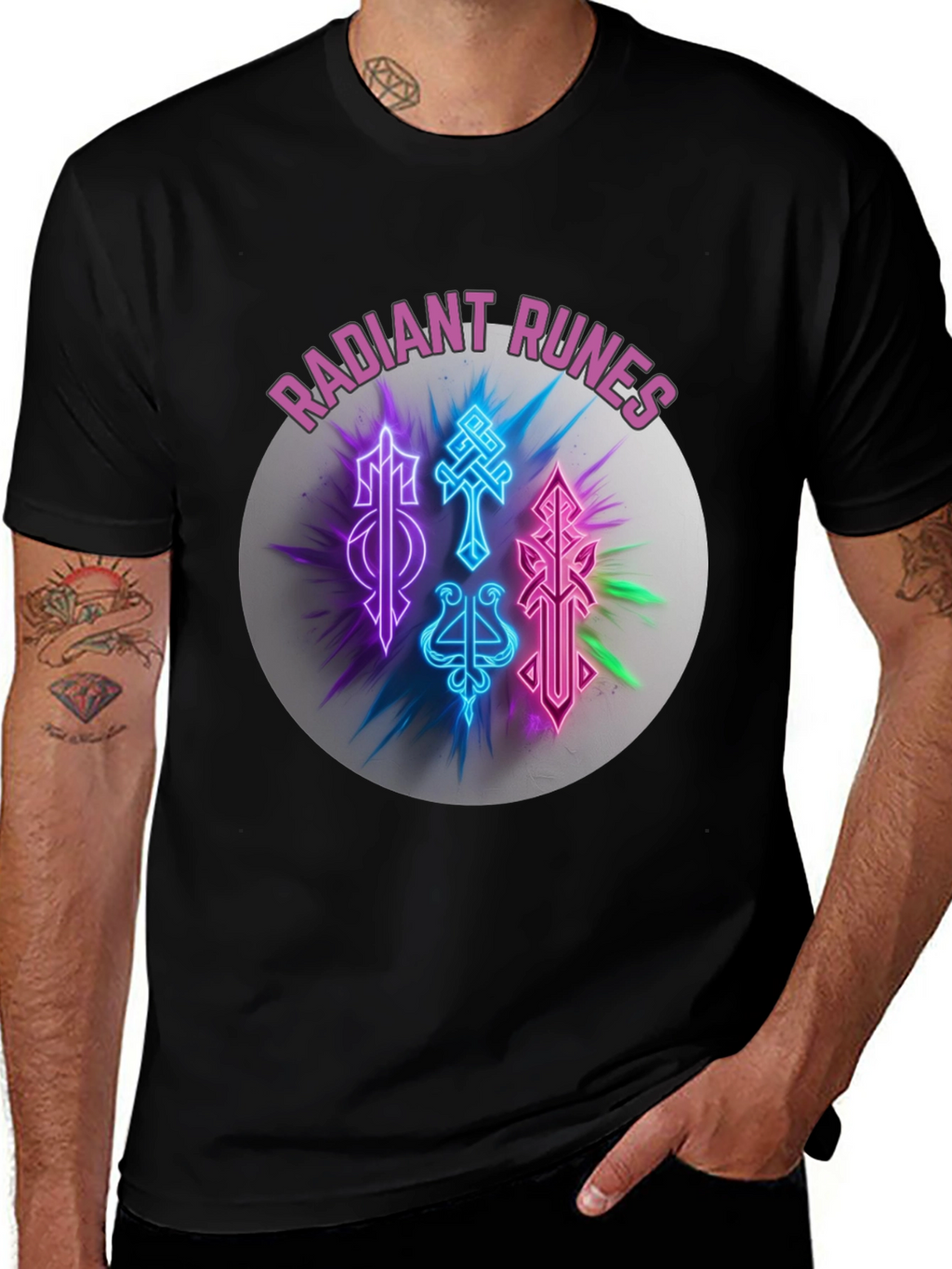 Radiant Runes Graphic T-Shirt - Soft Black Tee