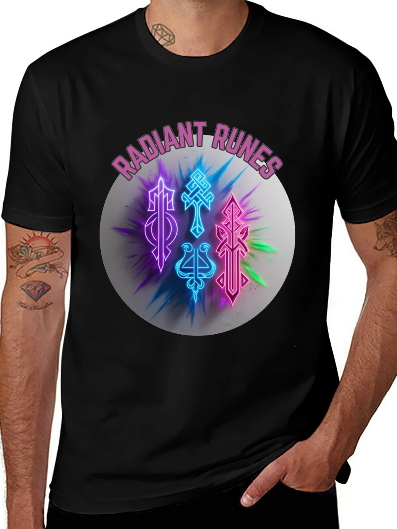 Radiant Runes Graphic T-Shirt - Soft Black Tee