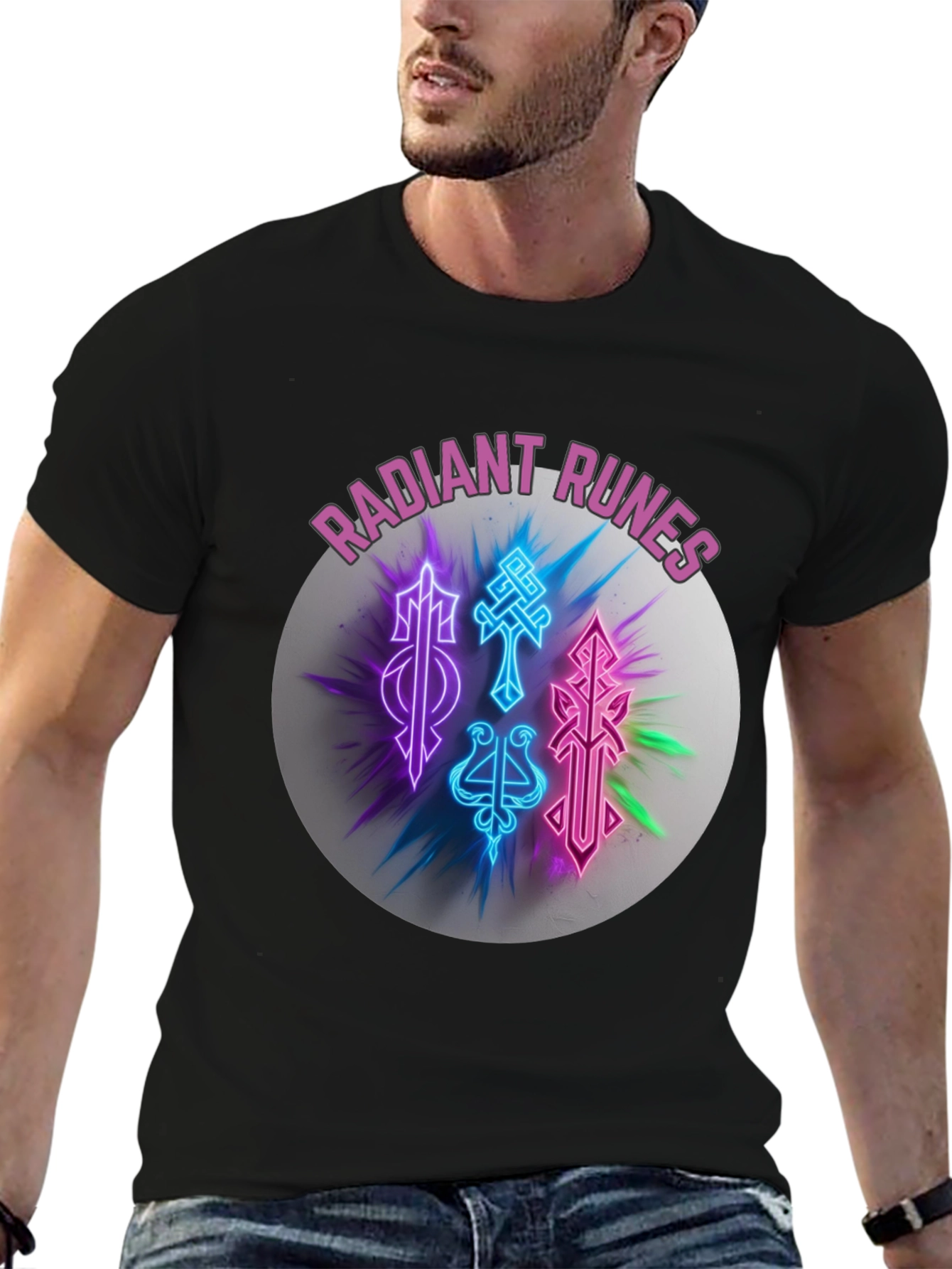 Radiant Runes Graphic T-Shirt - Soft Black Tee
