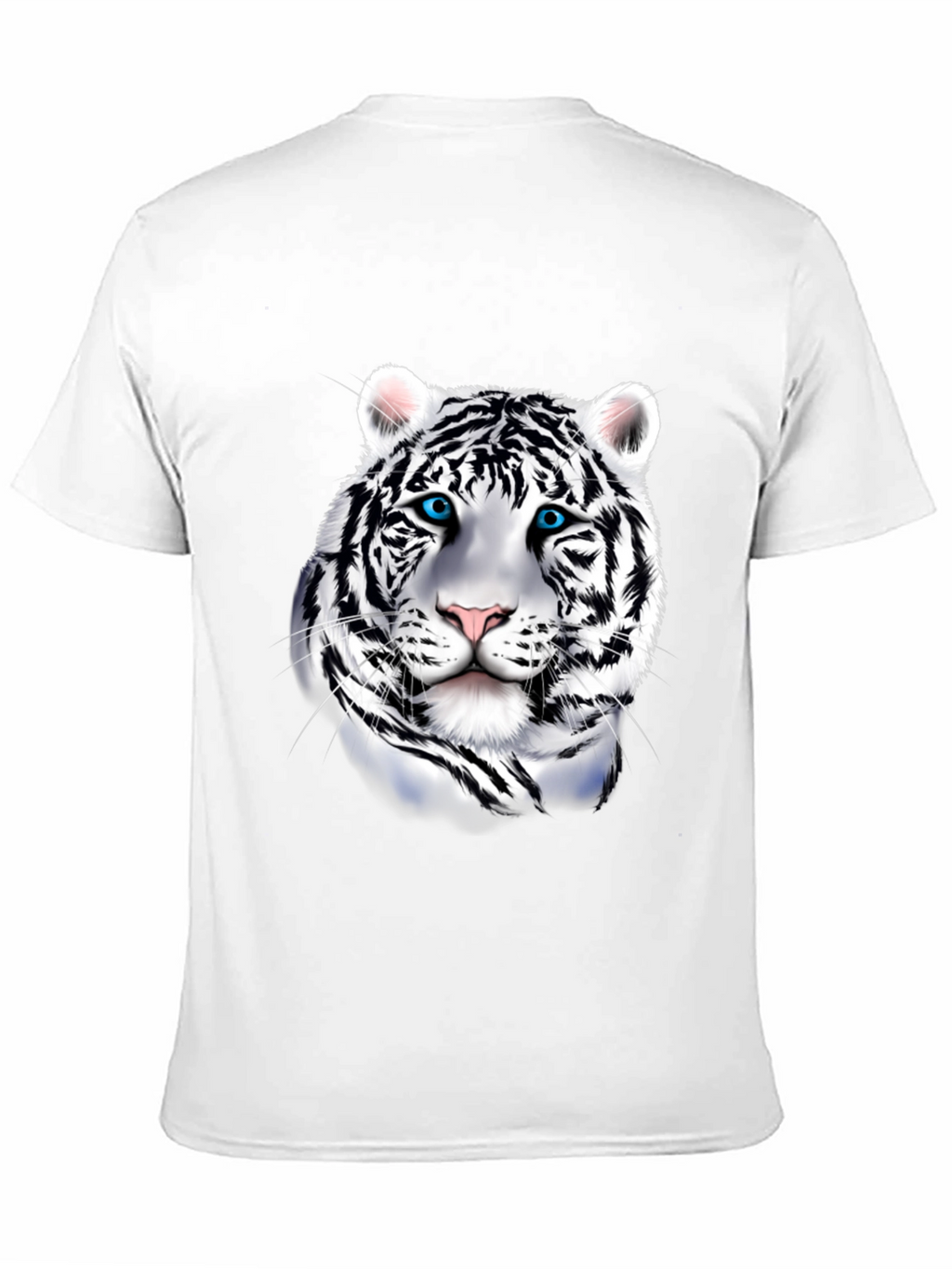 Mens Graphic Tee: Striking White Tiger Print