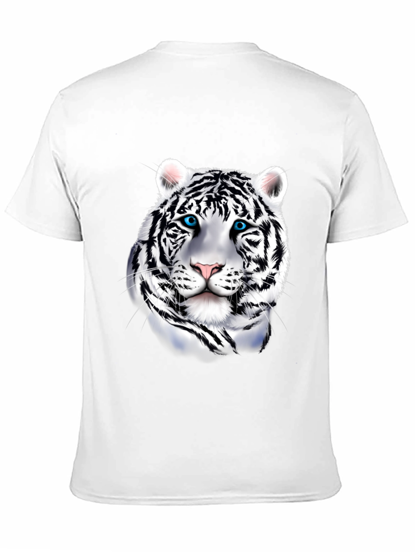 Mens Graphic Tee: Striking White Tiger Print