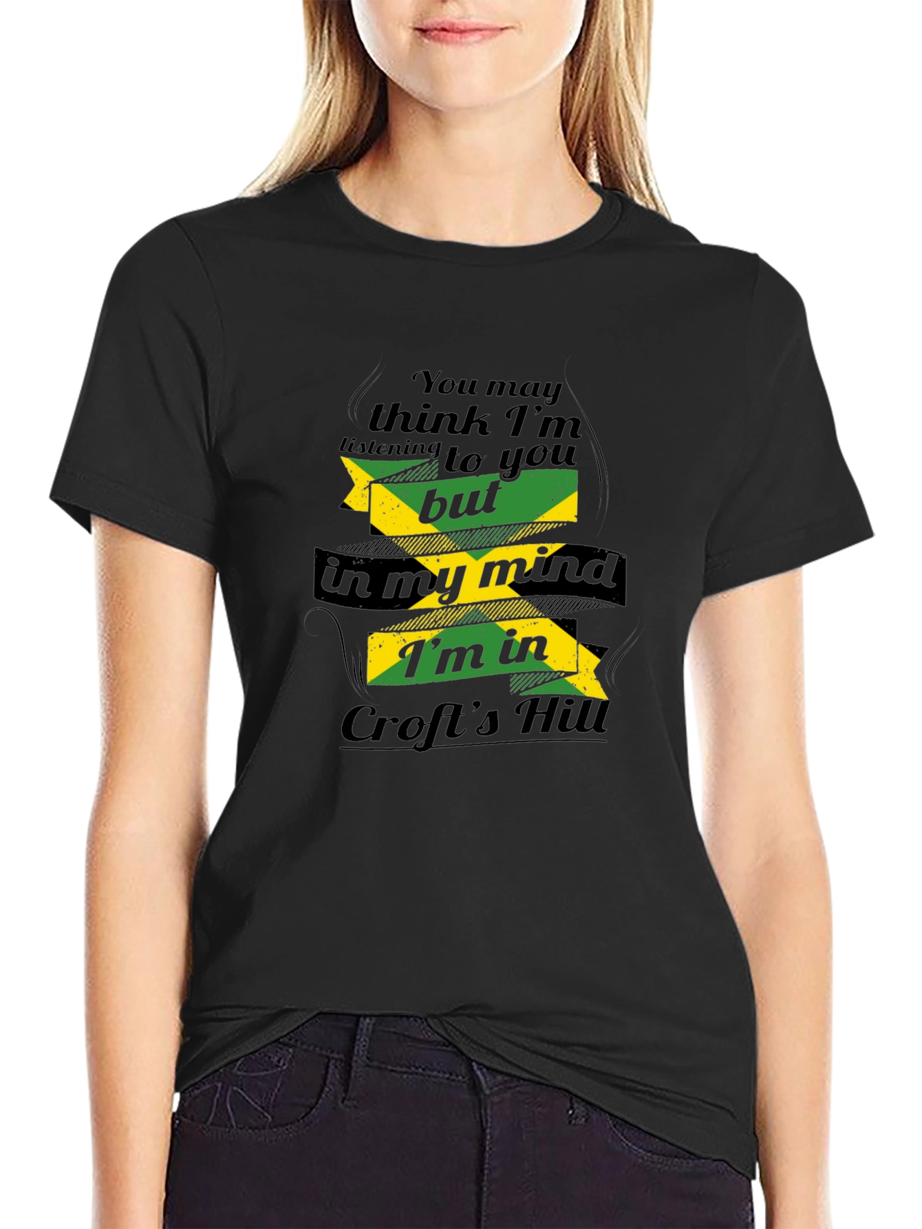 Crofts Hill Jamaica Mind T-Shirt - Comfy Black Tee