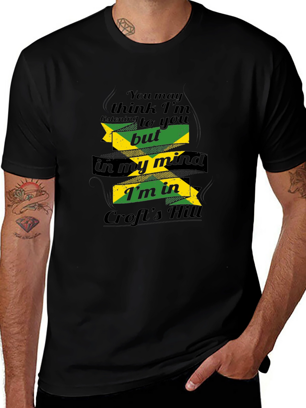 Crofts Hill Jamaica Mind T-Shirt - Comfy Black Tee