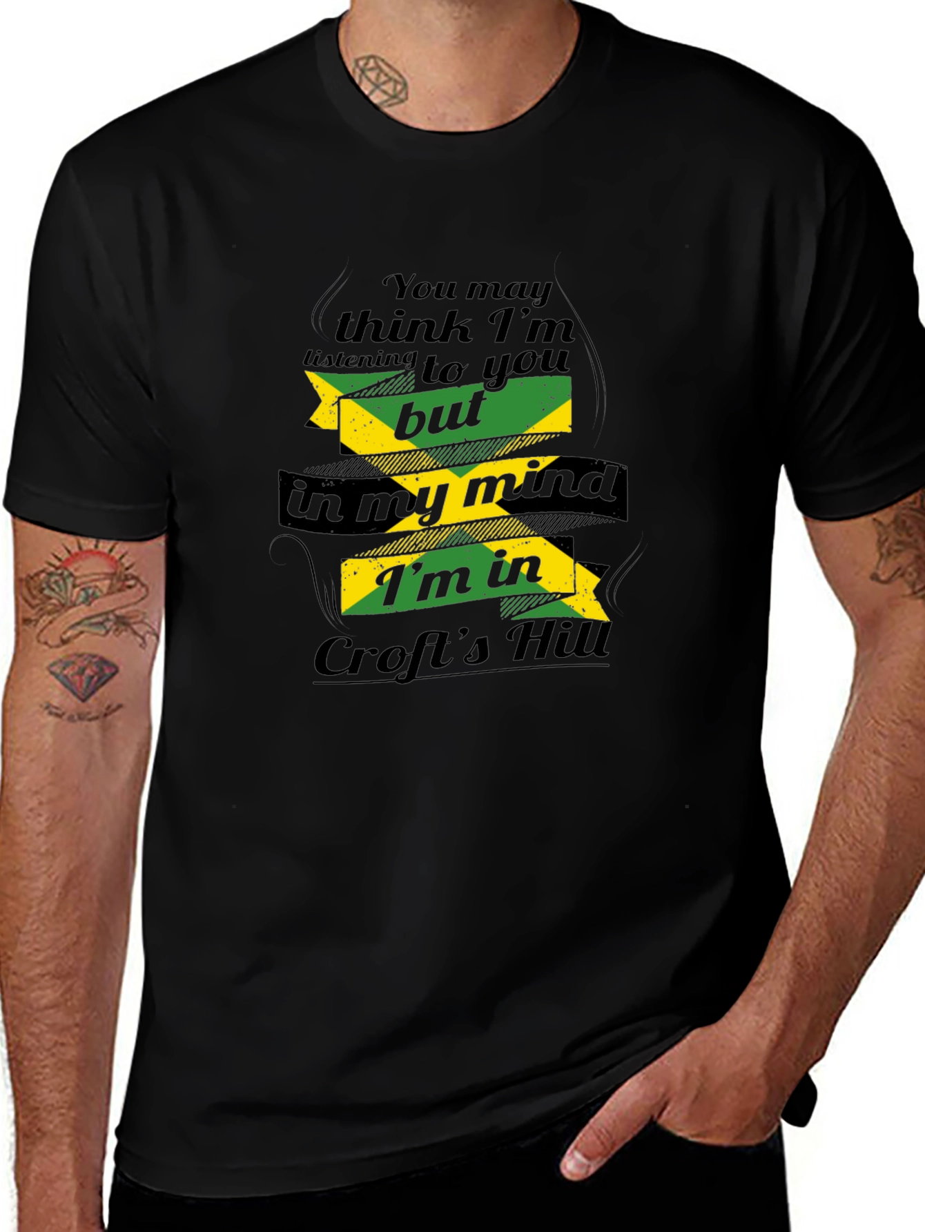Crofts Hill Jamaica Mind T-Shirt - Comfy Black Tee