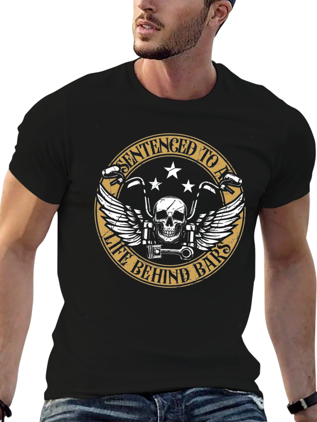 Sentenced to a Life Behind Bars Biker T-Shirt
