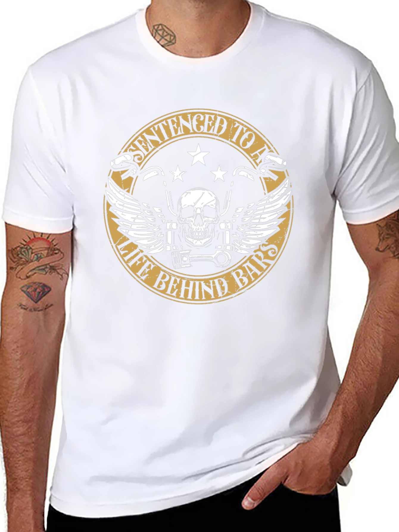 Sentenced to a Life Behind Bars Biker T-Shirt