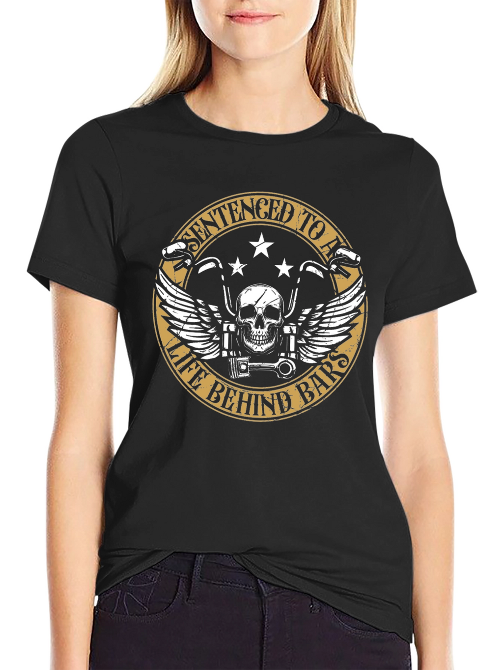 Sentenced to a Life Behind Bars Biker T-Shirt
