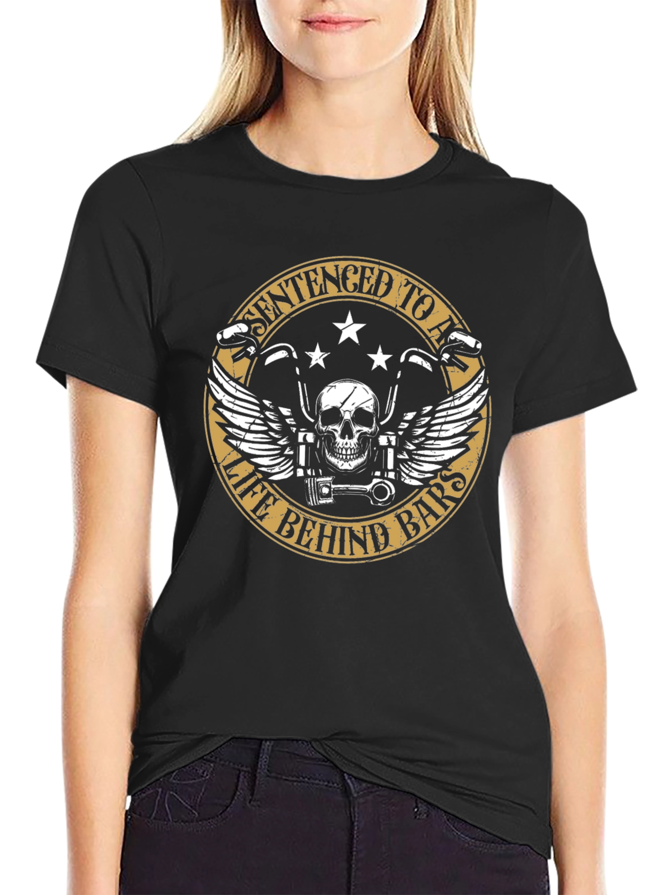 Sentenced to a Life Behind Bars Biker T-Shirt