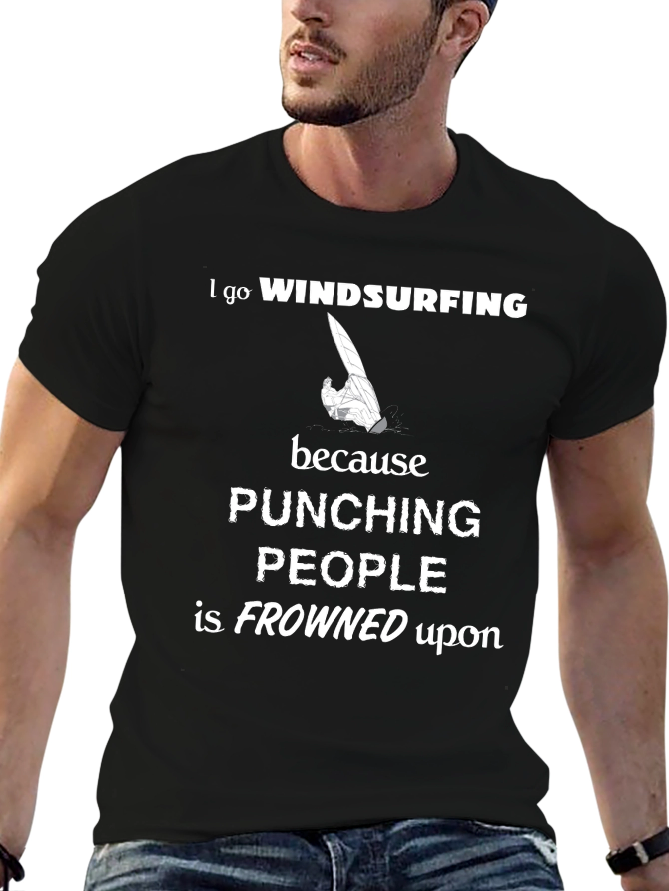Windsurfing Graphic Tee: Punching People is Frowned Upon