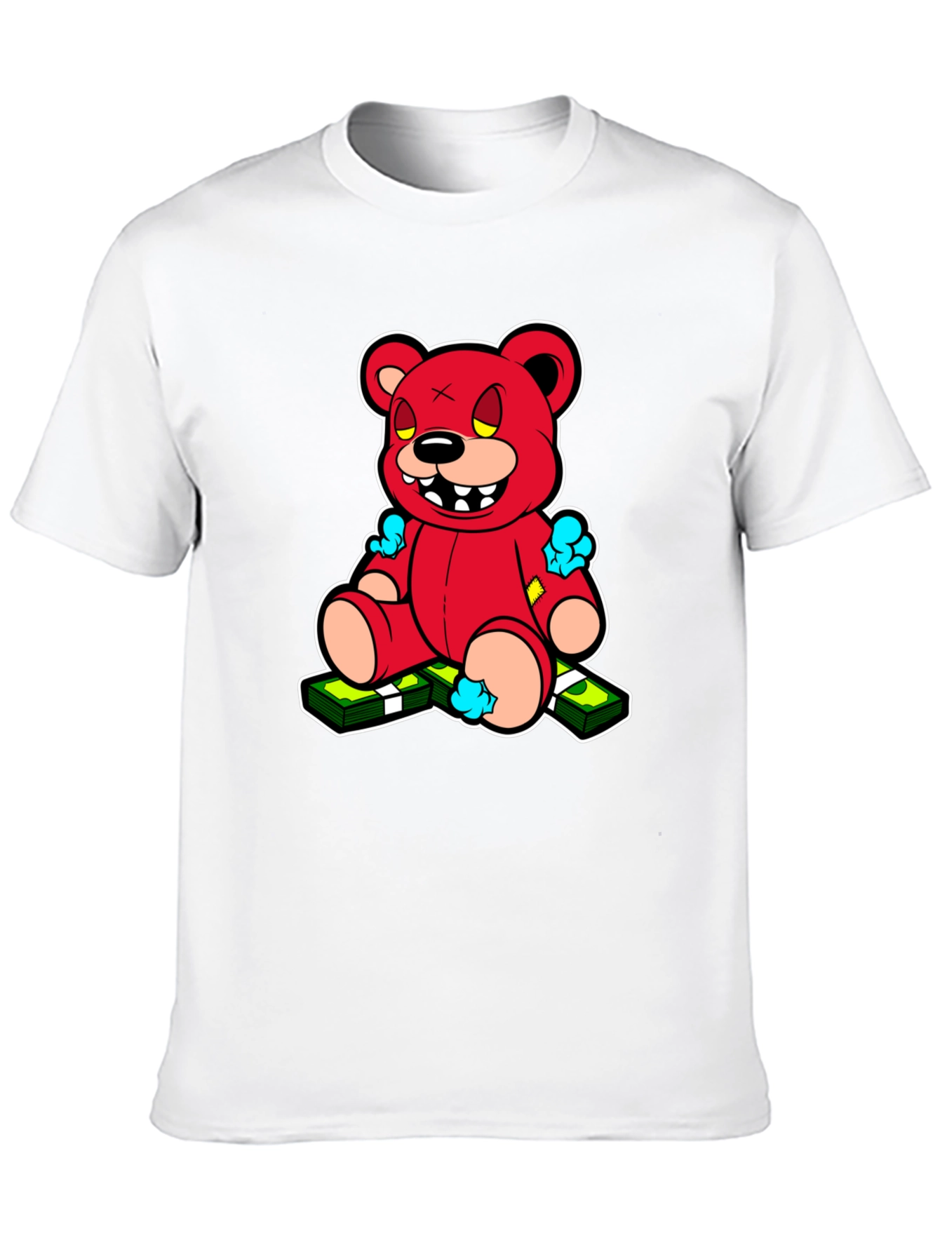 Cartoon Money Bear Black T-Shirt