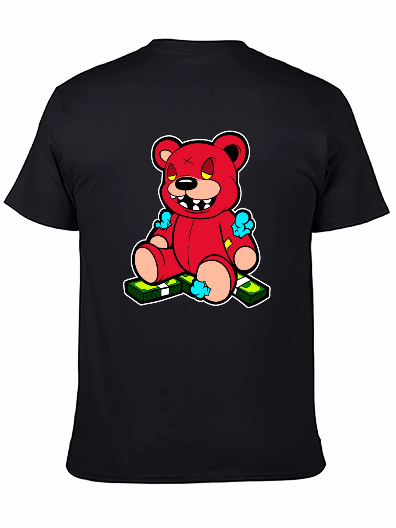 Cartoon Money Bear Black T-Shirt