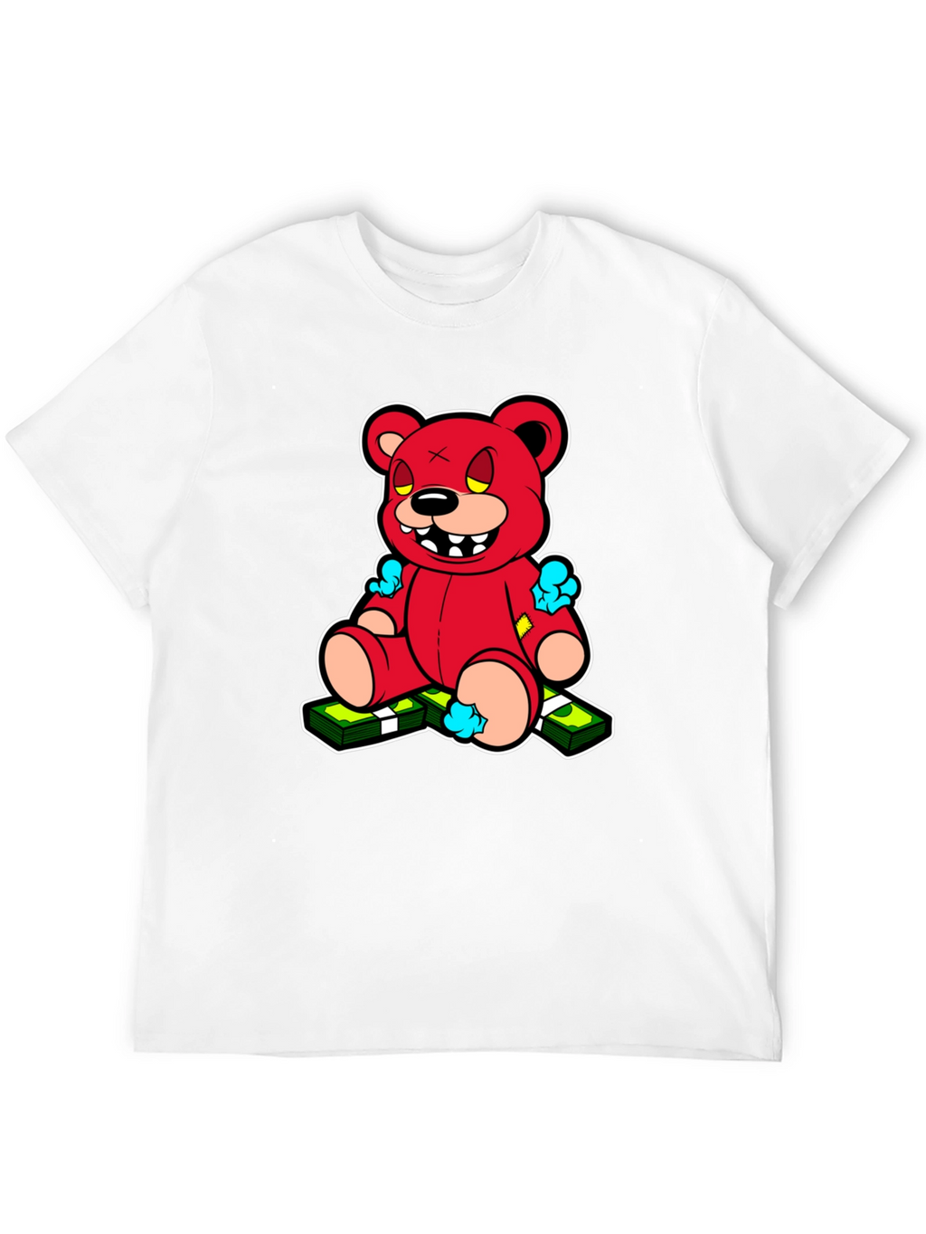 Cartoon Money Bear Black T-Shirt