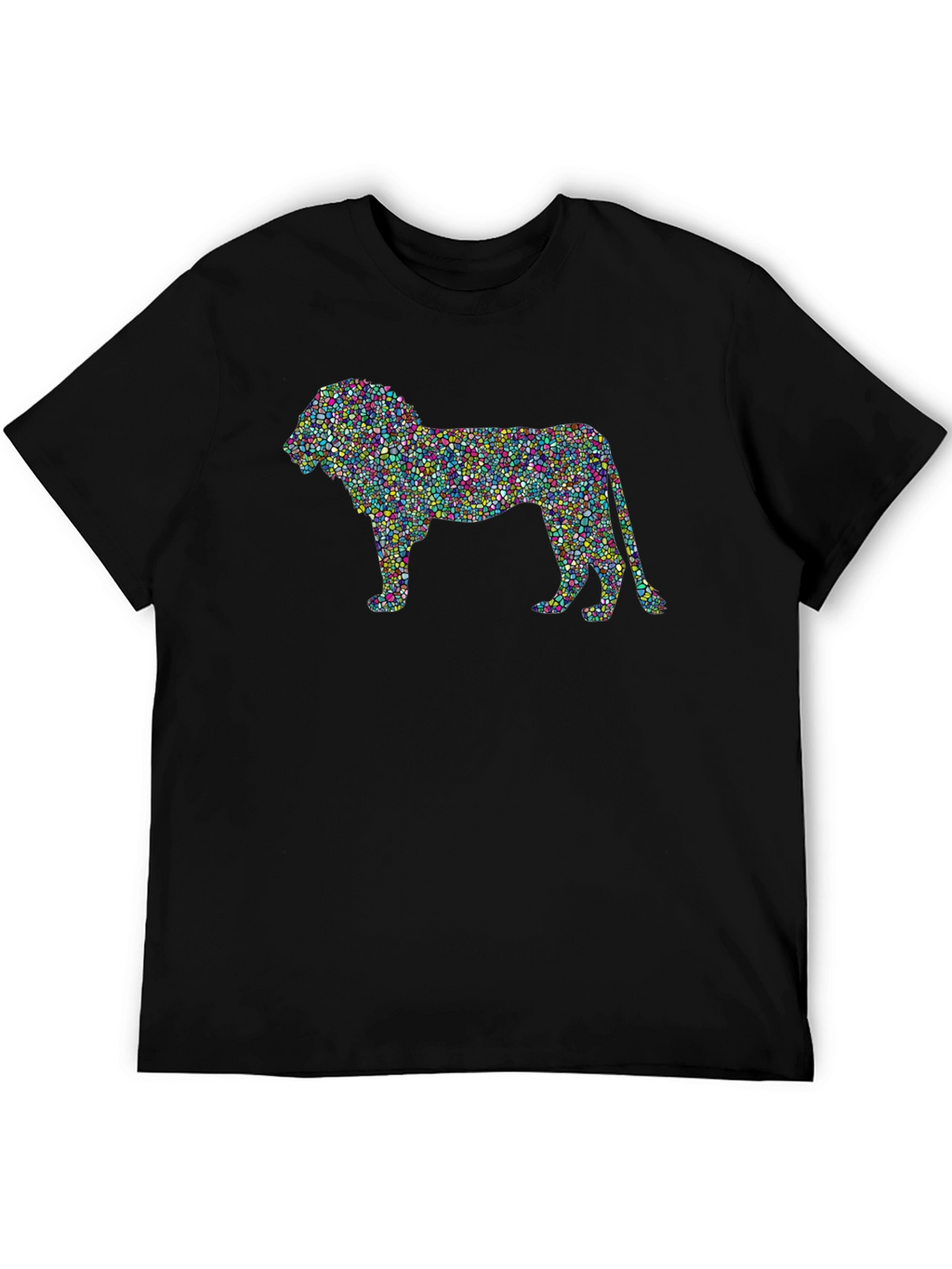 Abstract Lion Graphic T-Shirt - Mens Black Tee