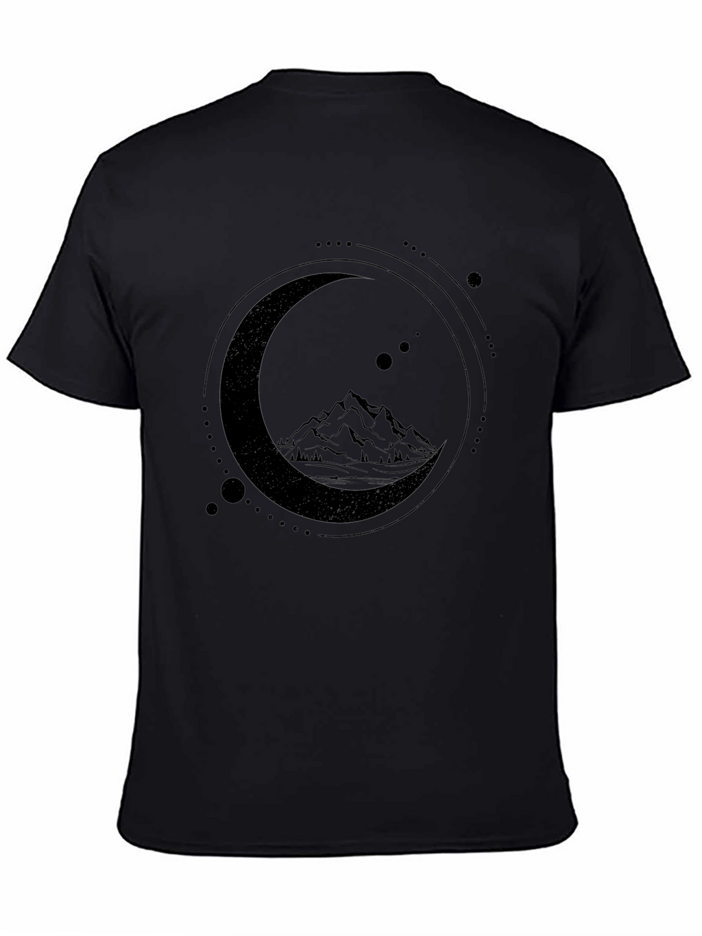Mountain Moon Graphic Tee - Stylish Black T-Shirt