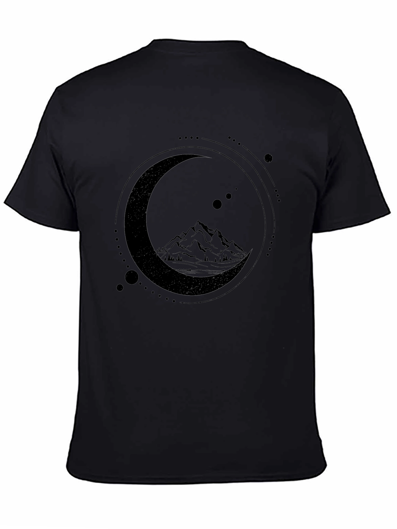 Mountain Moon Graphic Tee - Stylish Black T-Shirt