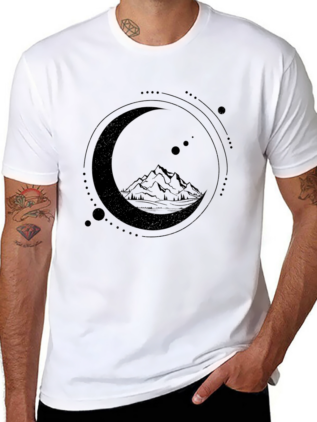Mountain Moon Graphic Tee - Stylish Black T-Shirt