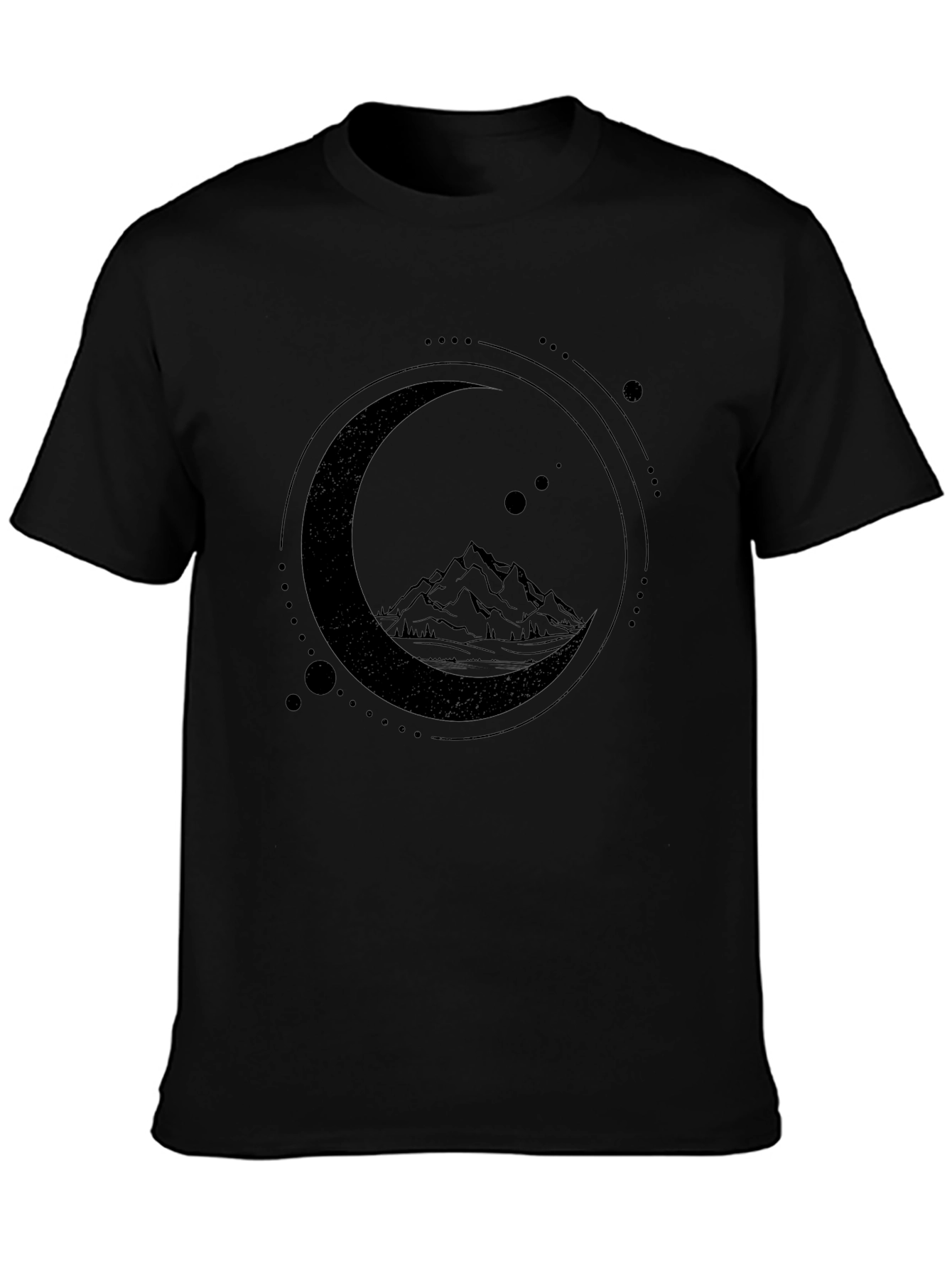 Mountain Moon Graphic Tee - Stylish Black T-Shirt