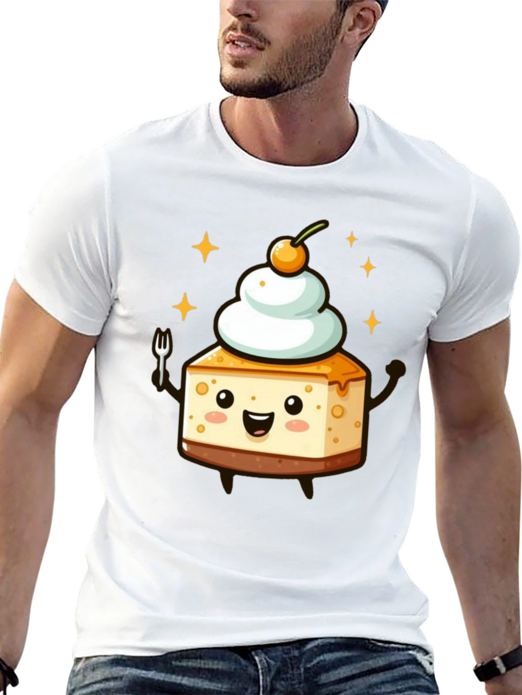 Cheesecake Kawaii T-Shirt - Dessert Cartoon Tee
