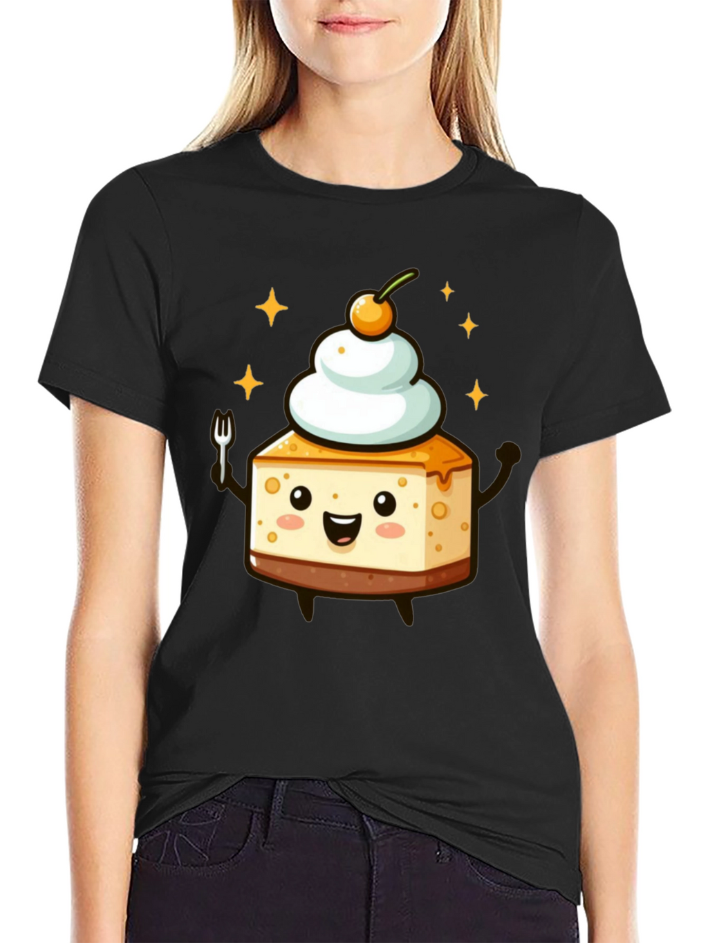 Cheesecake Kawaii T-Shirt - Dessert Cartoon Tee