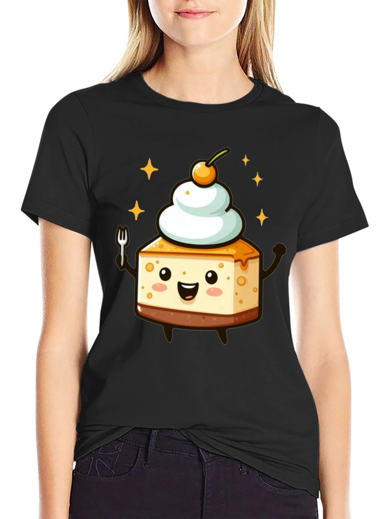 Cheesecake Kawaii T-Shirt - Dessert Cartoon Tee