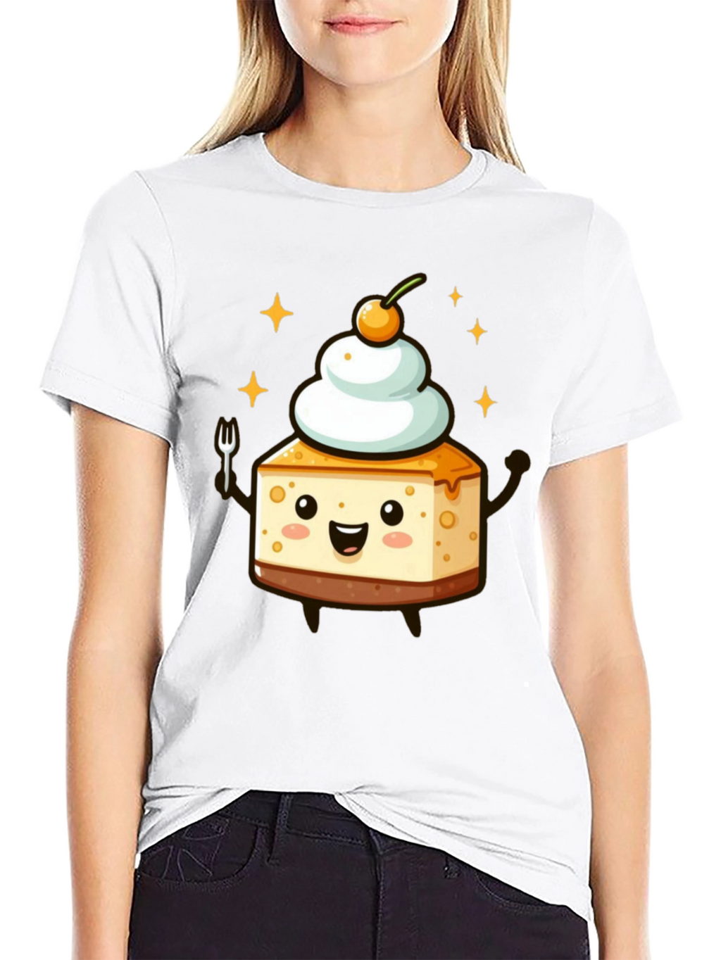 Cheesecake Kawaii T-Shirt - Dessert Cartoon Tee