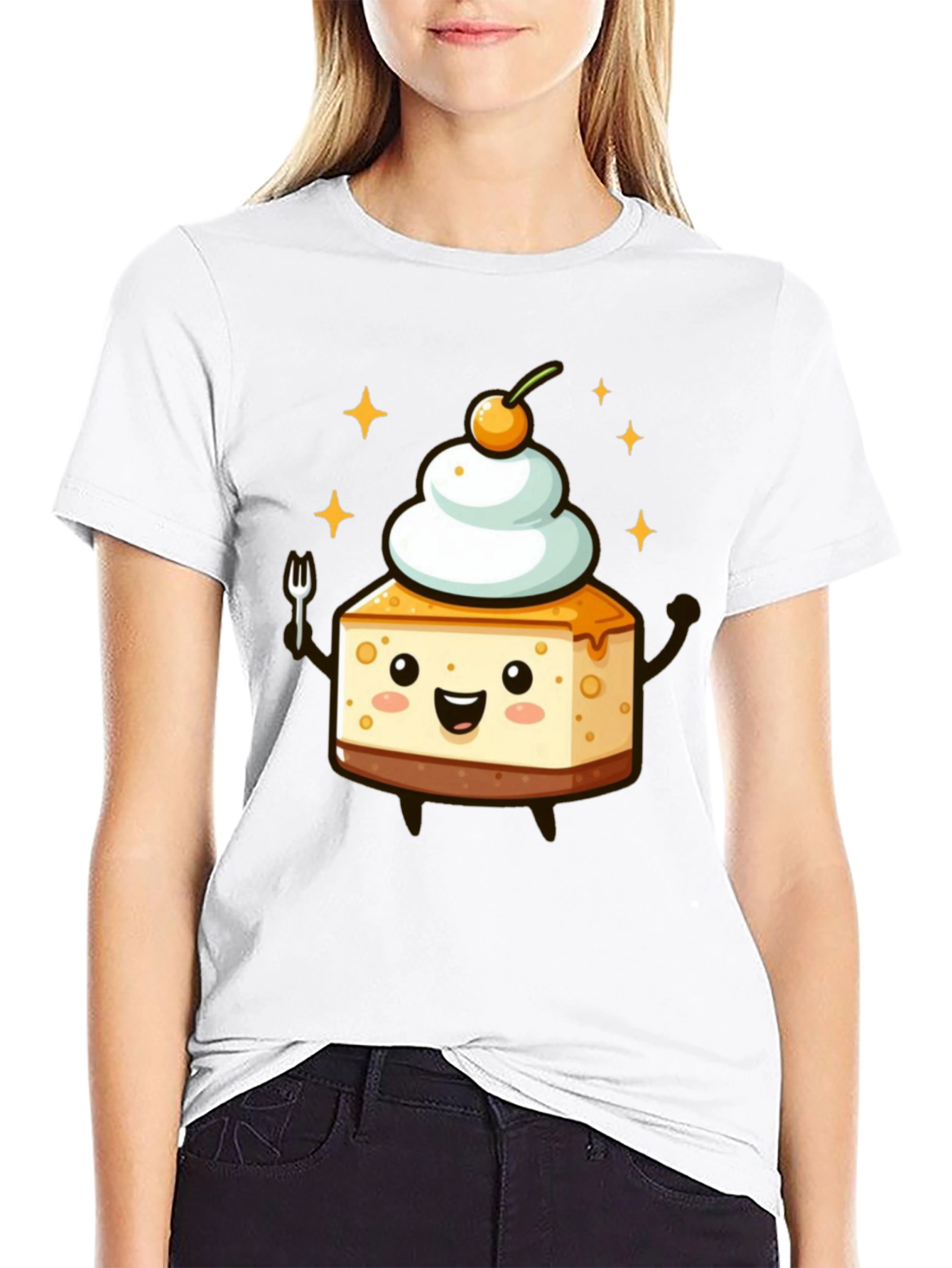 Cheesecake Kawaii T-Shirt - Dessert Cartoon Tee