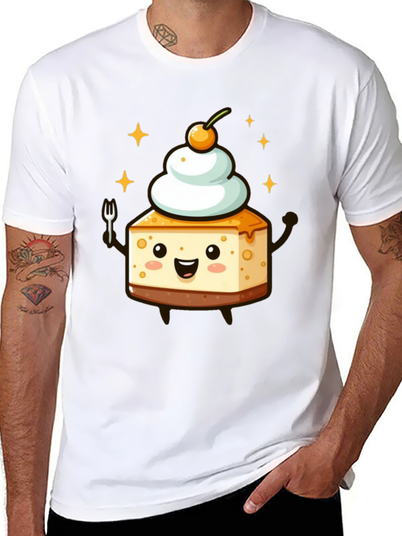 Cheesecake Kawaii T-Shirt - Dessert Cartoon Tee