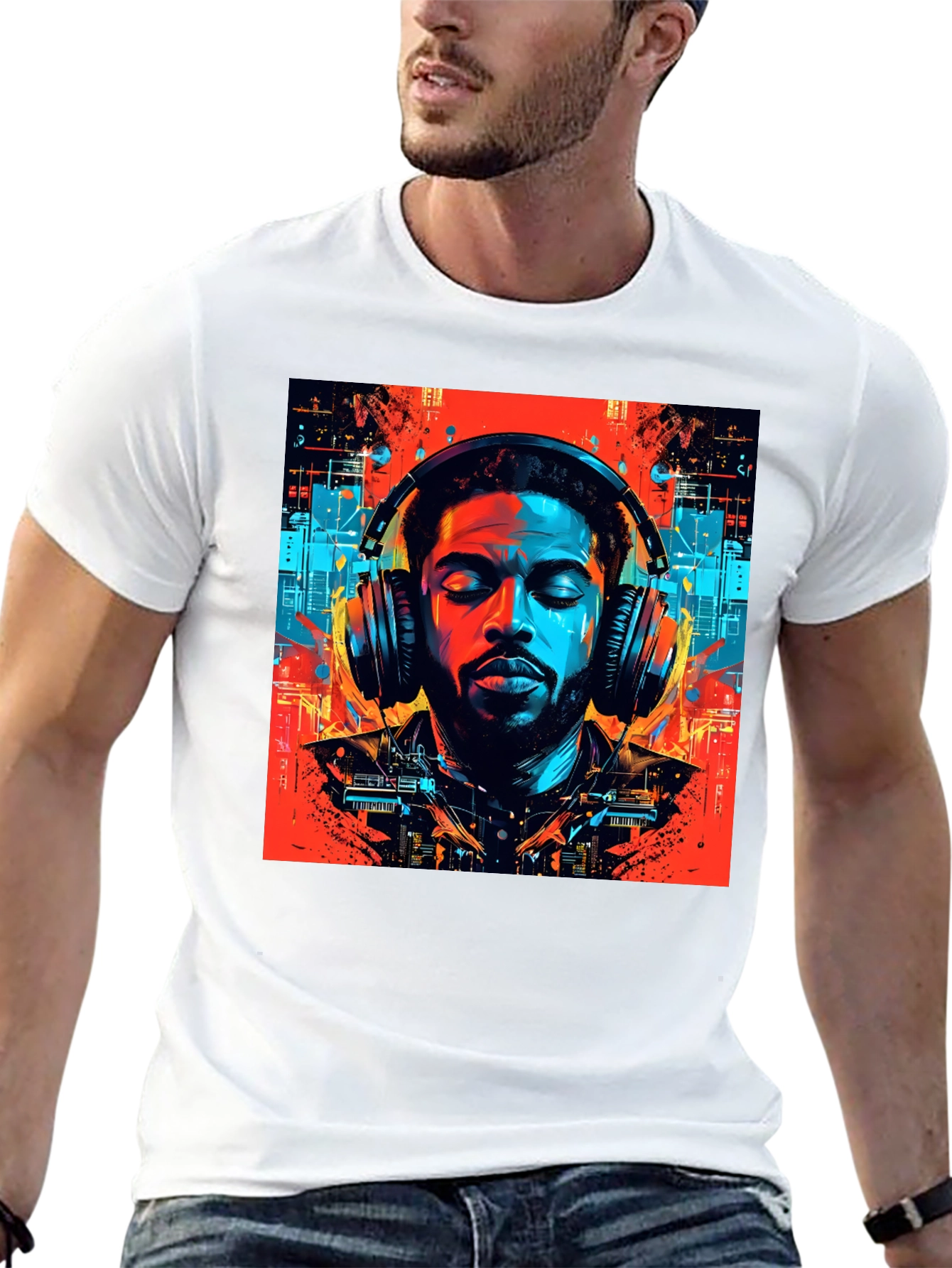 Vibing Tunes Graphic Tee - Mens Black T-Shirt