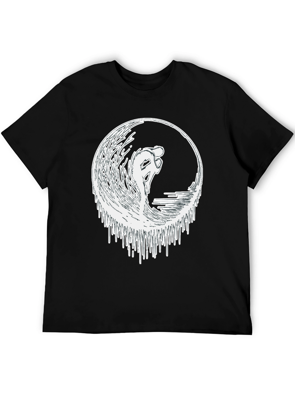 Surfing Wave Graphic Tee - Black
