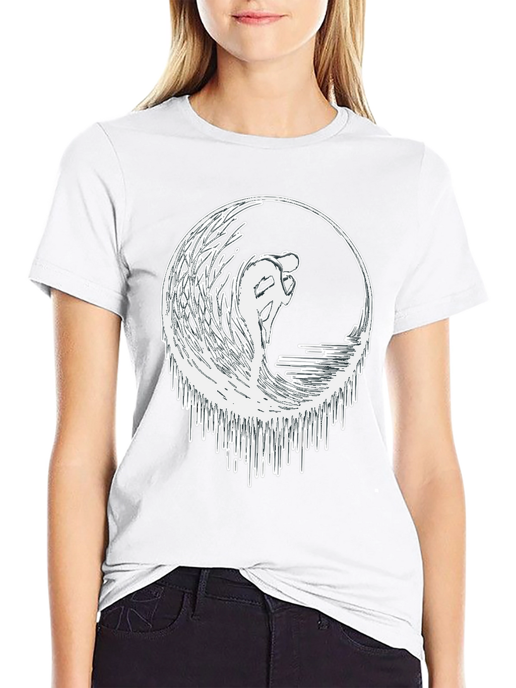Surfing Wave Graphic Tee - Black