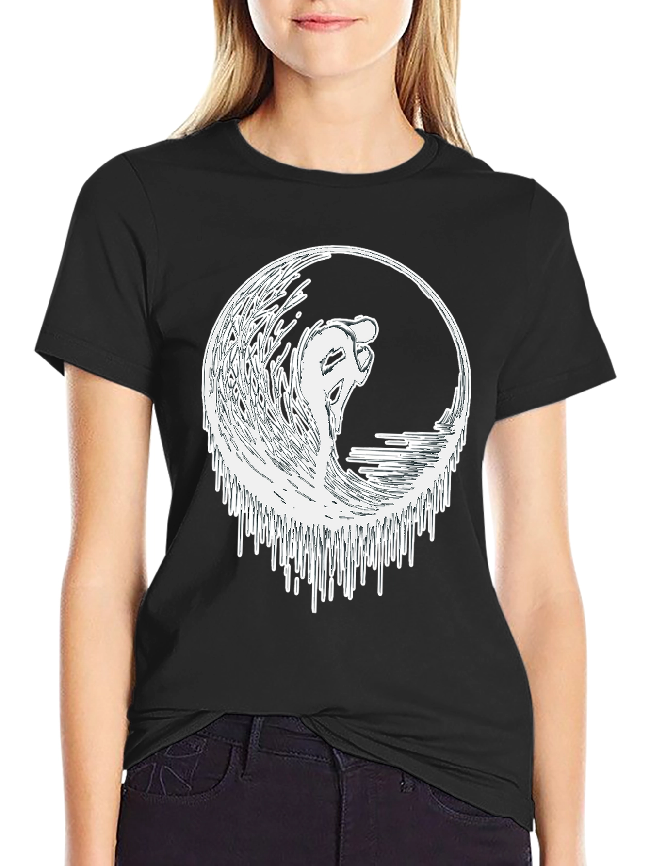 Surfing Wave Graphic Tee - Black