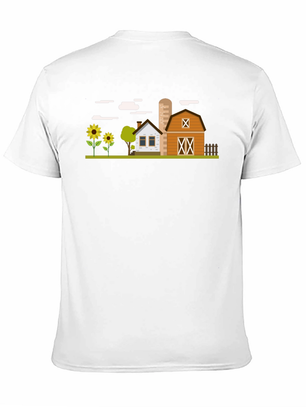 Farm Scene Graphic T-Shirt - Black Cotton Tee