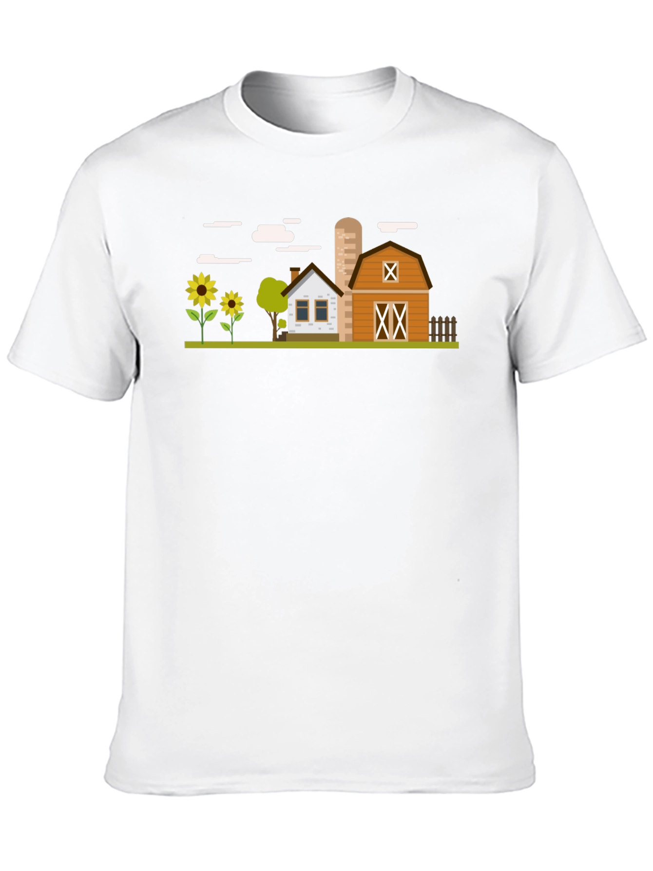 Farm Scene Graphic T-Shirt - Black Cotton Tee