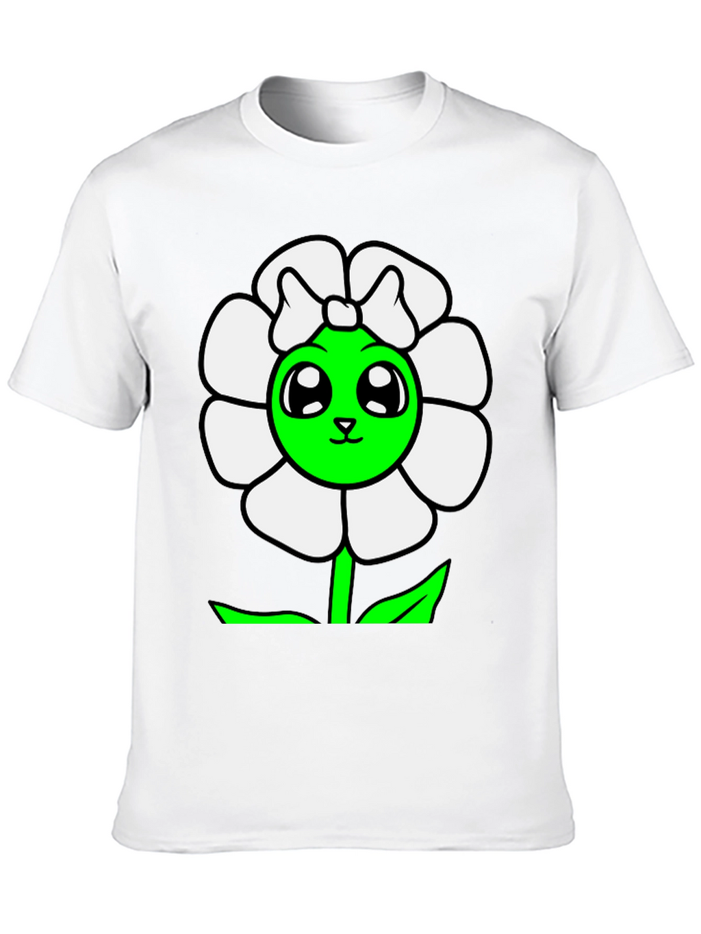 Cute Flower Graphic T-Shirt - Black