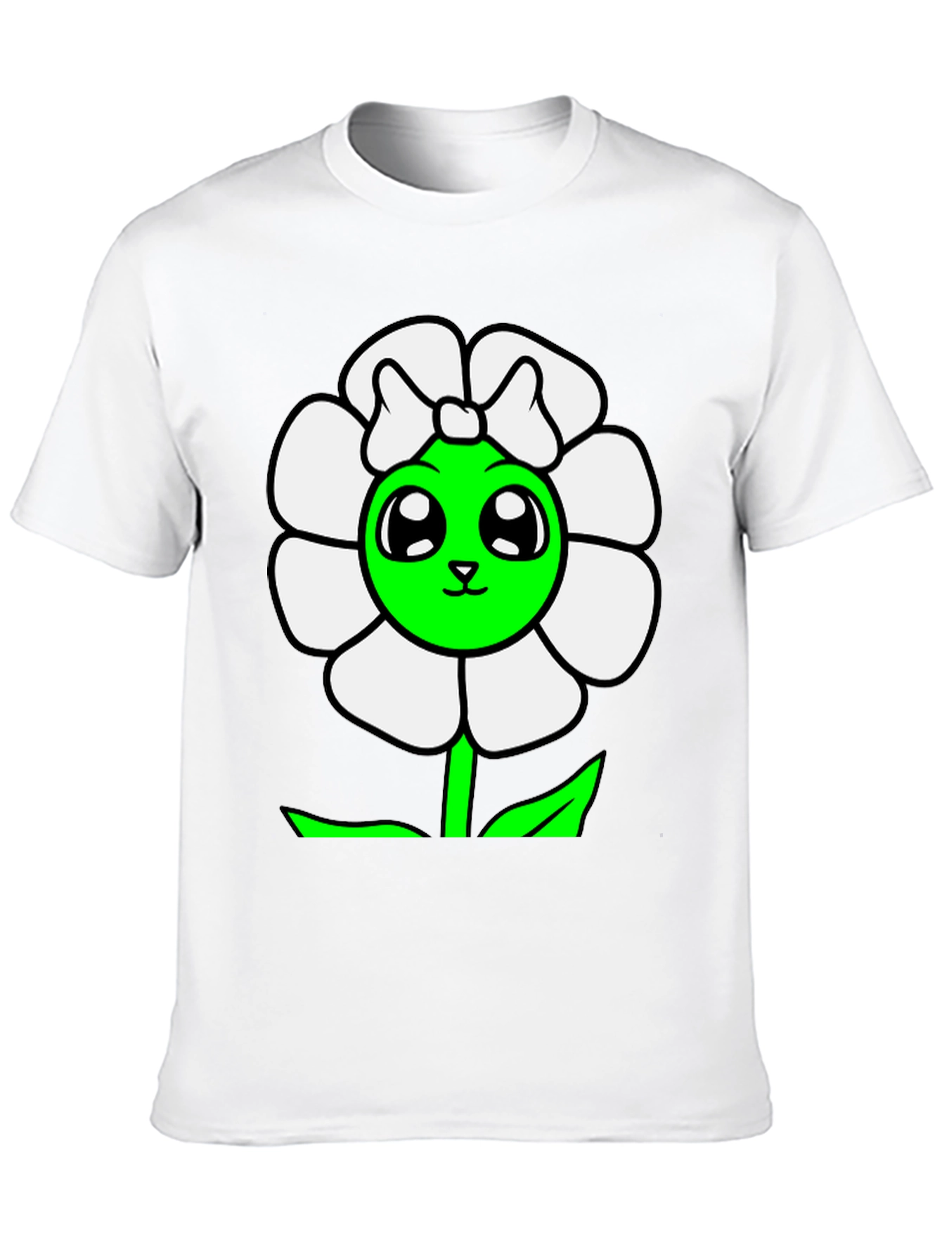 Cute Flower Graphic T-Shirt - Black