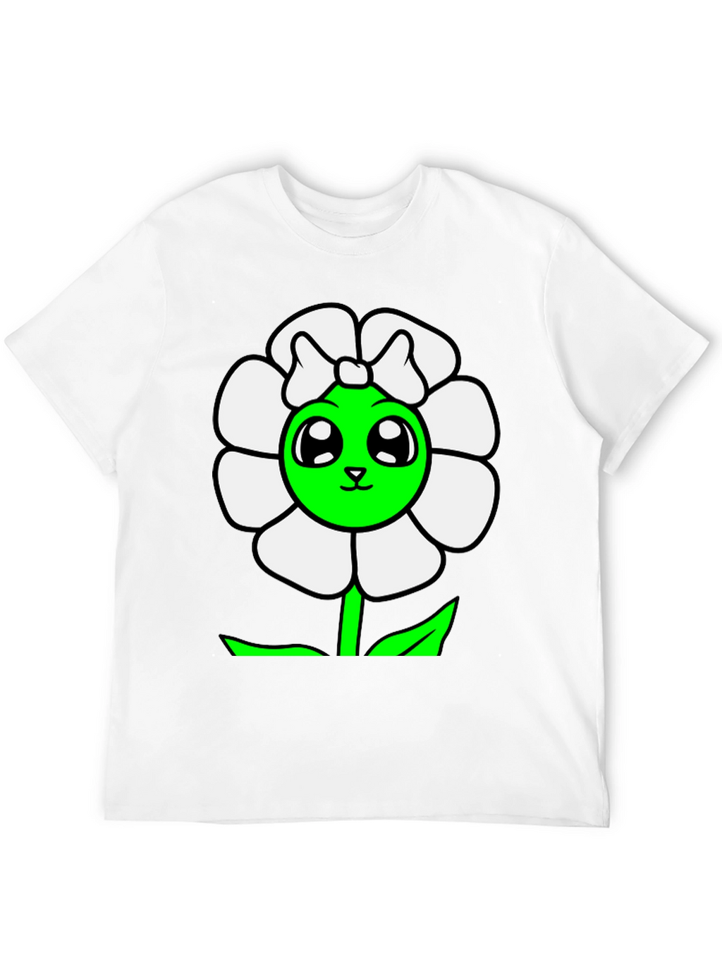 Cute Flower Graphic T-Shirt - Black